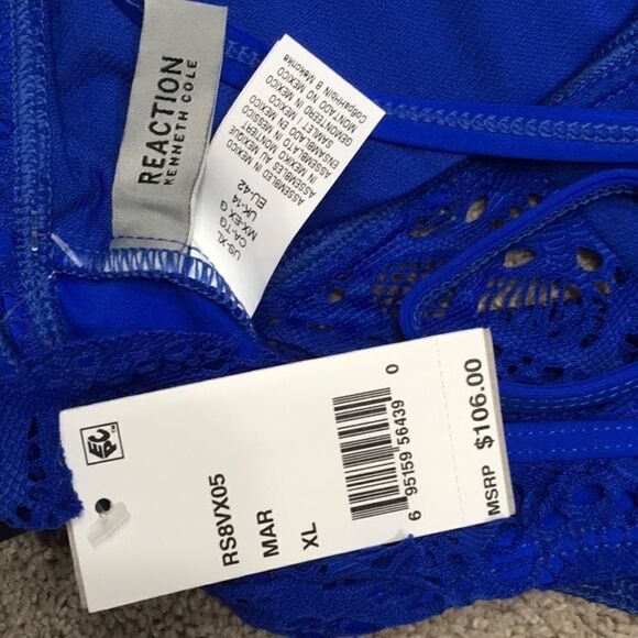 Kenneth Cole Reaction V-Neck Crochet Swim Suit. - Picture 6 of 6